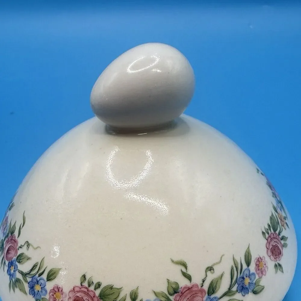 Vintage Floral Ceramic Teapot Pink Blue Roses Cottagecore Lidded Tea Pot AS IS